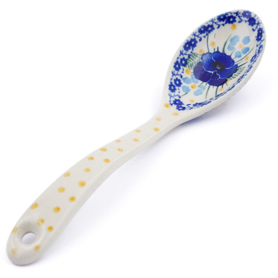 Polish Pottery Serving Spoon 9&quot; Pansy And Violets