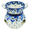 Polish Pottery Set for Fondue Blue Spring