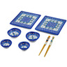 Polish Pottery Set for Sushi 15&quot; Blue Tulip Garden UNIKAT