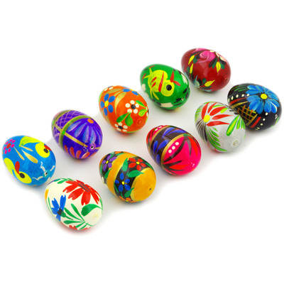 Wood Set of 10 Wooden Egg 2&quot; Mix