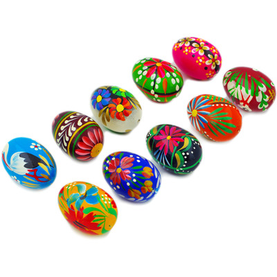 Wood Set of 10 Wooden Egg 2&quot; Mix