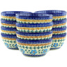 Polish Pottery Set of 12 Bowls 5&quot; Blue Cornflower