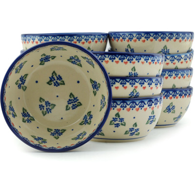 Polish Pottery Set of 12 Bowls 5&quot; Daisy Dollops