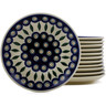 Polish Pottery Set of 12 dessert plates Peacock