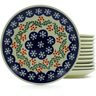 Polish Pottery Set of 12 Plates 7&quot; Snowflakes Tree