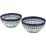 Polish Pottery Set of 2 Bowls  Blue Cornflower