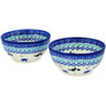 Polish Pottery Set of 2 Bowls  Kitty Paw Play Time