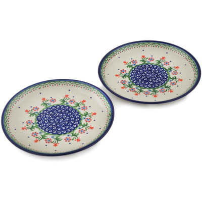 Polish Pottery Set of 2 dessert plates Spring Flowers