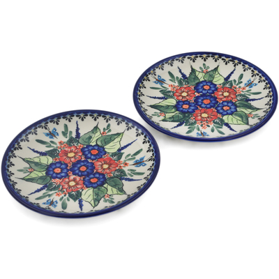 Polish Pottery Set of 2 dessert plates Spring Splendor UNIKAT