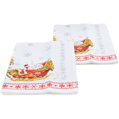 Textile Cotton Set of 2 Kitchen Towels 24&quot; Cheerful Santa Red