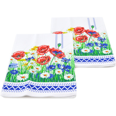 Textile Cotton Set of 2 Kitchen Towels 24&quot; Folk Blue