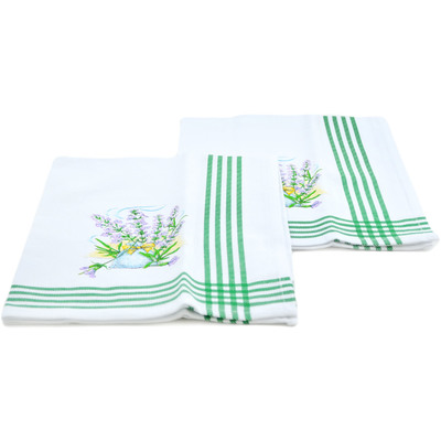 Textile Cotton Set of 2 Kitchen Towels 24&quot; Lovingly Lavender Green