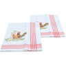 Textile Cotton Set of 2 Kitchen Towels 24&quot; Roosting Couple Red