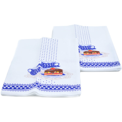 Textile Cotton Set of 2 Kitchen Towels 24&quot; Tea Time Blue