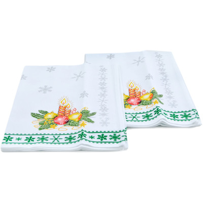 Textile Cotton Set of 2 Kitchen Towels 24&quot; Twinkling Holiday Radiance Green