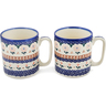Polish Pottery Set of 2 Mugs 12 ounce Per Mug, 24 ounces Total Amarillo