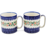 Polish Pottery Set of 2 Mugs 12 ounce Per Mug, 24 ounces Total Elegant Garland