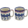 Polish Pottery Set of 2 Mugs 12 ounce Per Mug, 24 ounces Total Passion Poppy