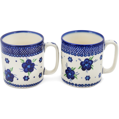 Polish Pottery Set of 2 Mugs Bleu-belle Fleur