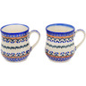 Polish Pottery Set of 2 Mugs Blue Cress