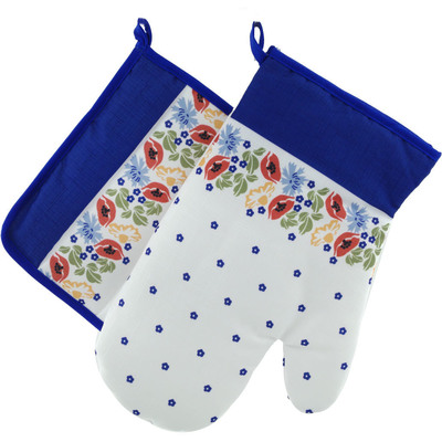 Polyester Set of 2 Oven Mittens 12&quot; Flower Garden UNIKAT