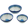 Polish Pottery Set of 3 Bowls 11&quot; Forget Me Not UNIKAT