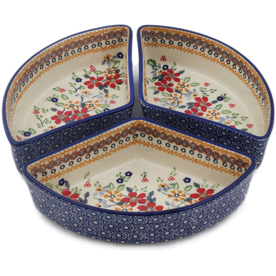 Polish Pottery Set of 3 Bowls Summer Bouquet UNIKAT