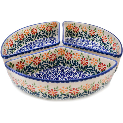Polish Pottery Set of 3 Bowls Wave Of Flowers