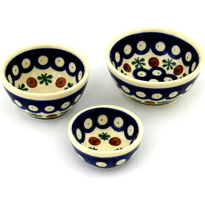 Polish Pottery Set of 3 Nesting Bowls 3&quot; Mosquito
