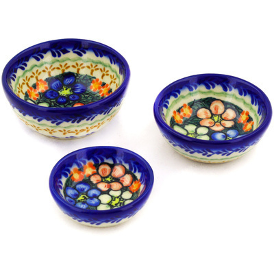 Polish Pottery Set of 3 Nesting Bowls Small