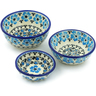 Polish Pottery Set of 3 Nesting Bowls Small Pansy Plenty