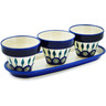 Polish Pottery Set of 3 Planters 11&quot; Peacock Leaves