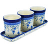 Polish Pottery Set of 3 Planters 12&quot; Blue Grapevine