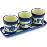 Polish Pottery Set of 3 Planters 12&quot; Blue Poppies