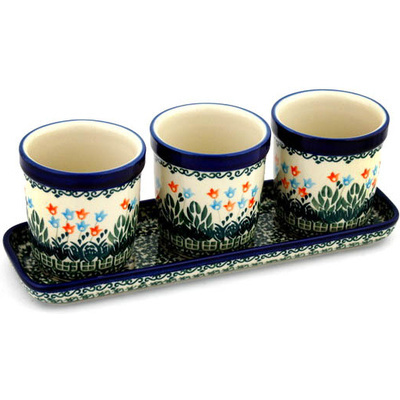 Polish Pottery Set of 3 Planters 12&quot; Dancing Tulips