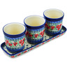 Polish Pottery Set of 3 Planters 12&quot; Red Pansy