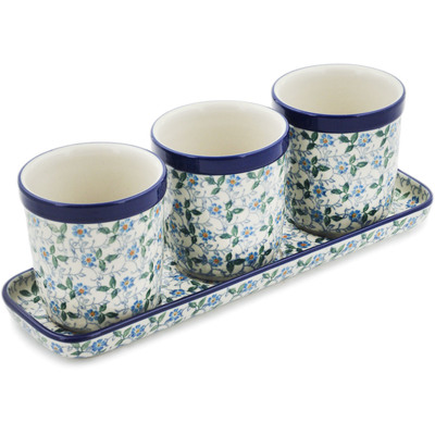 Polish Pottery Set of 3 Planters 12&quot; Summer Wind