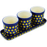 Polish Pottery Set of 3 Planters 12&quot; Yellow Dots