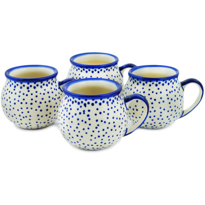 Polish Pottery Set of 4 12oz Mugs Rain Of Dots UNIKAT