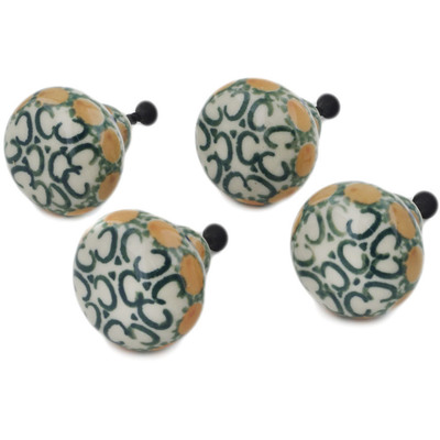 Polish Pottery Set of 4 Drawer Pull Knobs 1-1/2 inch Autumn Wheatfields