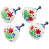 Polish Pottery Set of 4 Drawer Pull Knobs 1-1/2 inch Babcia&#039;s Garden