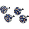 Polish Pottery Set of 4 Drawer Pull Knobs 1-1/2 inch Blue Zinnia