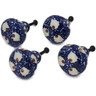 Polish Pottery Set of 4 Drawer Pull Knobs 1-1/2 inch Brown Eyed Peacock