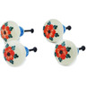 Polish Pottery Set of 4 Drawer Pull Knobs 1-1/2 inch Cherry Blossoms
