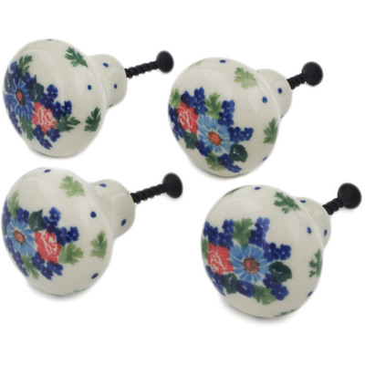 Polish Pottery Set of 4 Drawer Pull Knobs 1-1/2 inch Field Of Dreams