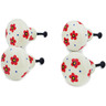 Polish Pottery Set of 4 Drawer Pull Knobs 1-1/2 inch Flower Shower