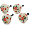 Polish Pottery Set of 4 Drawer Pull Knobs 1-1/2 inch Flower Speckle