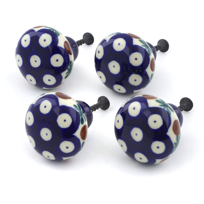 Polish Pottery Set of 4 Drawer Pull Knobs 1-1/2 inch Mosquito