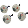 Polish Pottery Set of 4 Drawer Pull Knobs 1-1/2 inch Single Rose