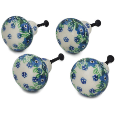 Polish Pottery Set of 4 Drawer Pull Knobs 1-1/2 inch Spring Surprise